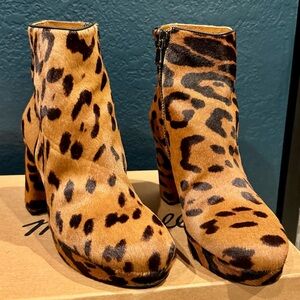 Alexa Chung x Madewell Zowie Platform Boots in Leopard Calf Hair
